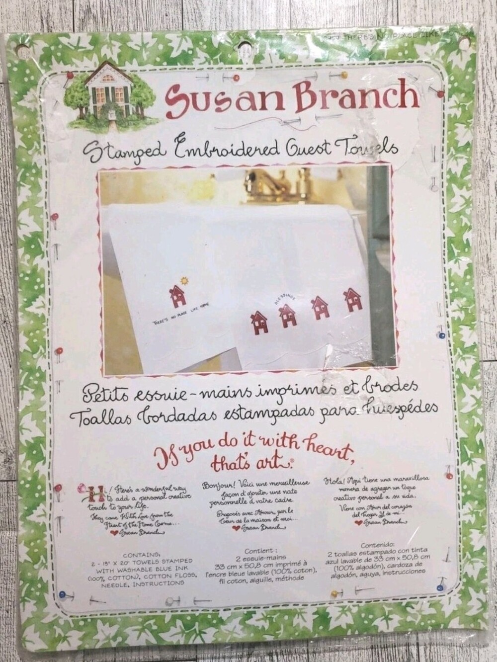 Vtg Bucilla Susan Branch "There's  No Place Like Home" Guest Towels Kit